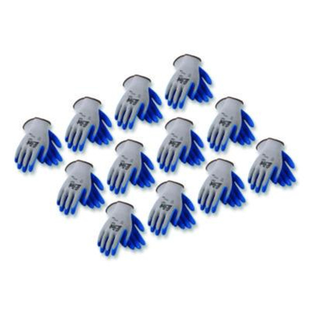Gp Latex-Coated Cotton/Polyester Gloves, En388: 1111, 10" Long, X-Large, Gray/Blue, 12 Pairs