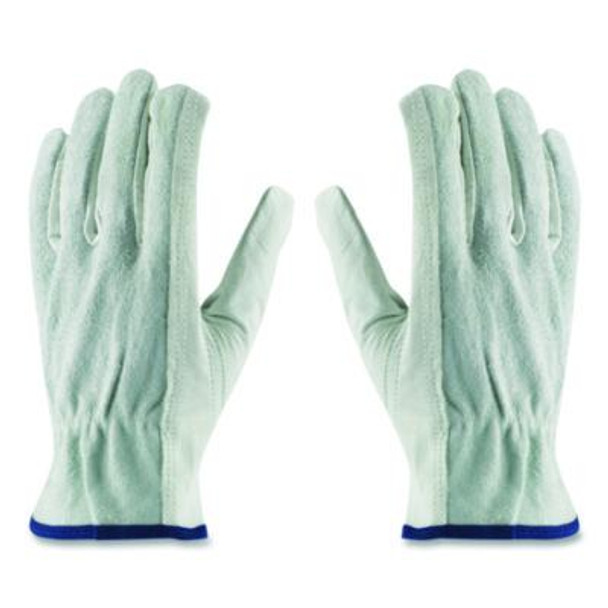Top-Grain Leather Drivers Gloves With Shoulder-Split Cowhide Leather Back, Gunn Cut, Keystone Thumb, X-Large, Gray, Pair