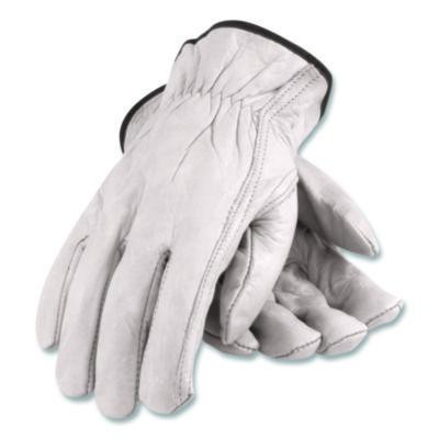 Top-Grain Pigskin Leather Drivers Gloves, Gunn Cut, Keystone Thumb, X-Large, Gray, Pair