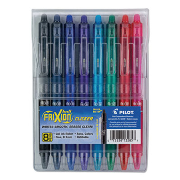 Frixion Clicker Erasable Gel Pen, Retractable, Fine 0.7 Mm, Assorted Ink And Barrel Colors, 8/Pack