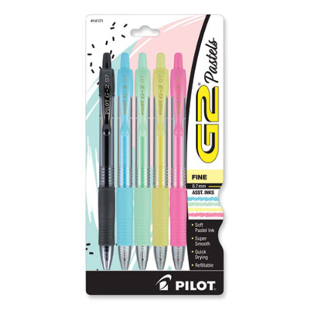 G2 Pastel Gel Pen, Retractable, Fine 0.7 Mm, Assorted Pastel Ink And Barrel Colors, 5/Pack