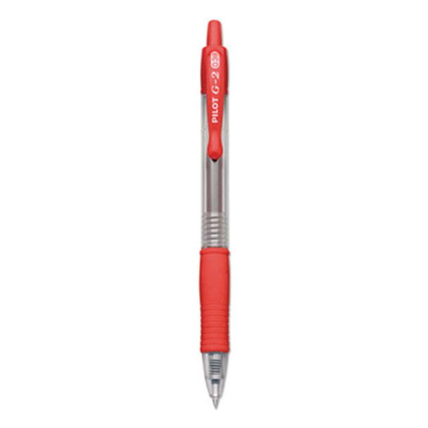 G2 Premium Gel Pen, Retractable, Extra-Fine 0.38 Mm, Red Ink, Smoke/Red Barrel