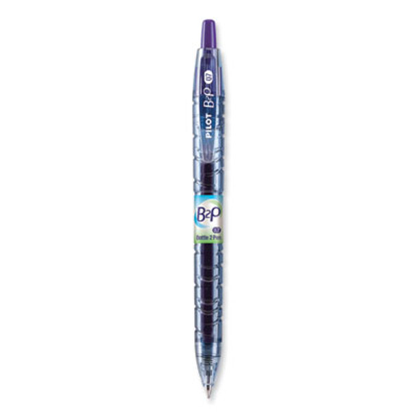 B2p Bottle-2-Pen Recycled Gel Pen, Retractable, Fine 0.7 Mm, Purple Ink, Translucent Blue Barrel