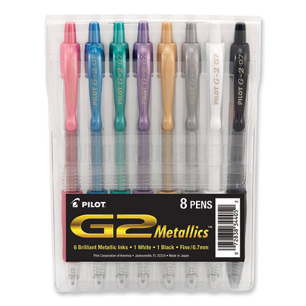 G2 Metallics Gel Pen, Retractable, Fine 0.7 Mm, Assorted Ink And Barrel Colors, 8/Pack