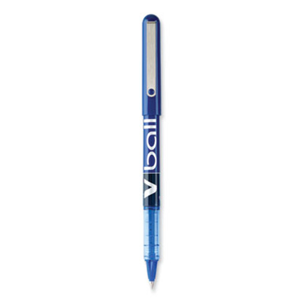 Vball Liquid Ink Rollerball Pen, Stick, Extra-Fine 0.5 Mm, Blue Ink, Blue/Clear Barrel, Dozen
