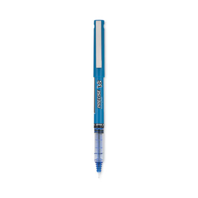 Precise V5 Rollerball Pen, Stick, Extra-Fine 0.5 Mm, Blue Ink, Blue/Clear Barrel, Dozen