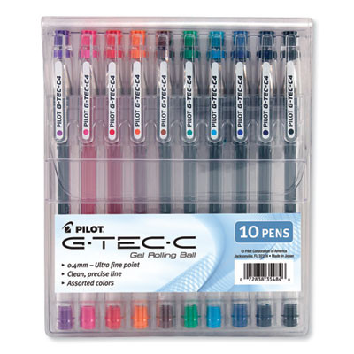 G-Tec-C Ultra Gel Pen With Convenient Storage Pouch, Stick, Ultra-Fine 0.4 Mm, Assorted Ink And Barrel Colors, 10/Pack