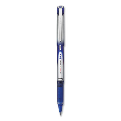 Vball Grip Liquid Ink Rollerball Pen, Stick, Fine 0.7 Mm, Blue Ink, Blue/Silver Barrel, Dozen