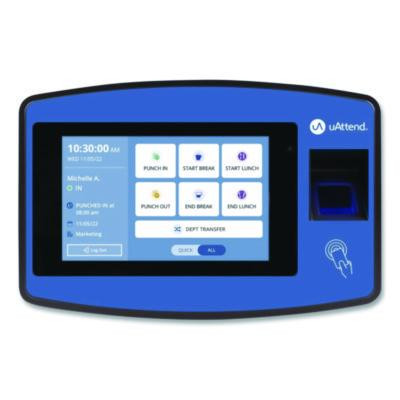 Biometric Fingerprint Touch Tablet Time Clock System, Unlimited Employees, Black/Blue