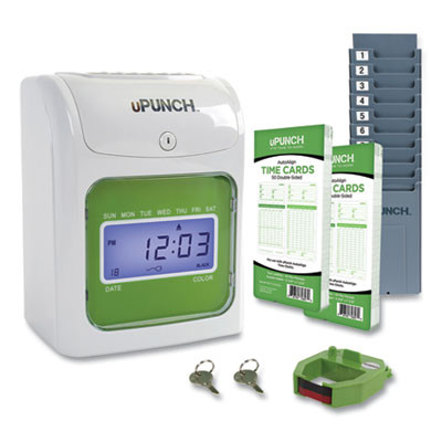 Hn1500 Electronic Non-Calculating Time Clock Bundle, Digital Display, Beige/Green