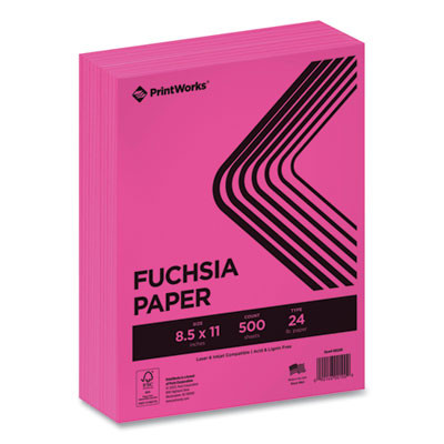 Color Paper, 24 Lb Text Weight, 8.5 x 11, Fuchsia, 500/Ream