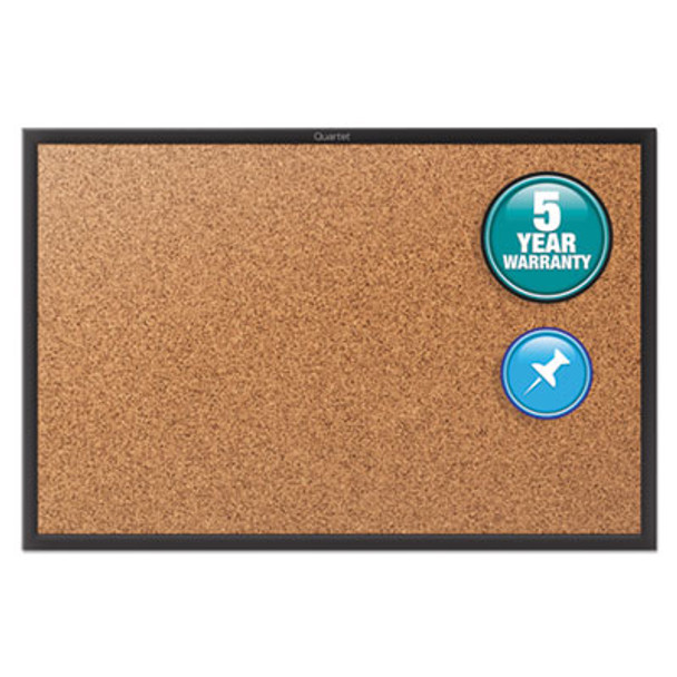 Classic Series Cork Bulletin Board, 48" x 36", Tan Surface, Black Aluminum Frame