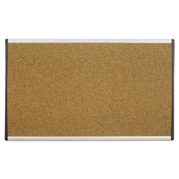 Arc Frame Cubicle Board, Cork Bulletin, 24" x 14", Tan Surface, Satin Aluminum Frame