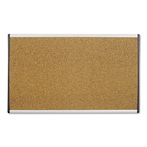 Arc Frame Cubicle Board, Cork Bulletin, 30" x 18", Tan Surface, Satin Aluminum Frame