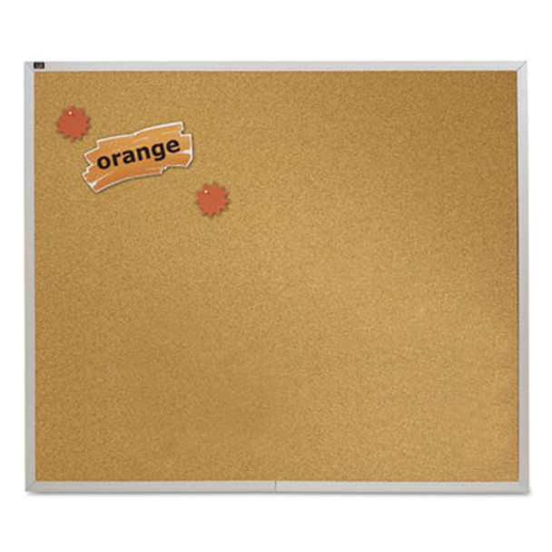 Natural Cork Bulletin Board, 48" x 48", Tan Surface, Satin Aluminum Frame