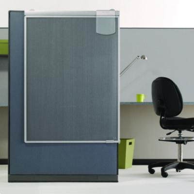 Workstation Privacy Screen, 36w X 48d, Translucent Clear/Silver