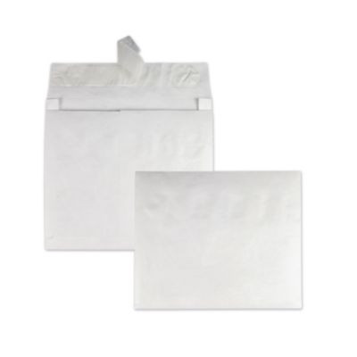 Lightweight 14 Lb Tyvek Open End Expansion Mailers, #15 1/2, Square Flap, Redi-Strip Adhesive Closure, 12 x 16, White, 100/Ct