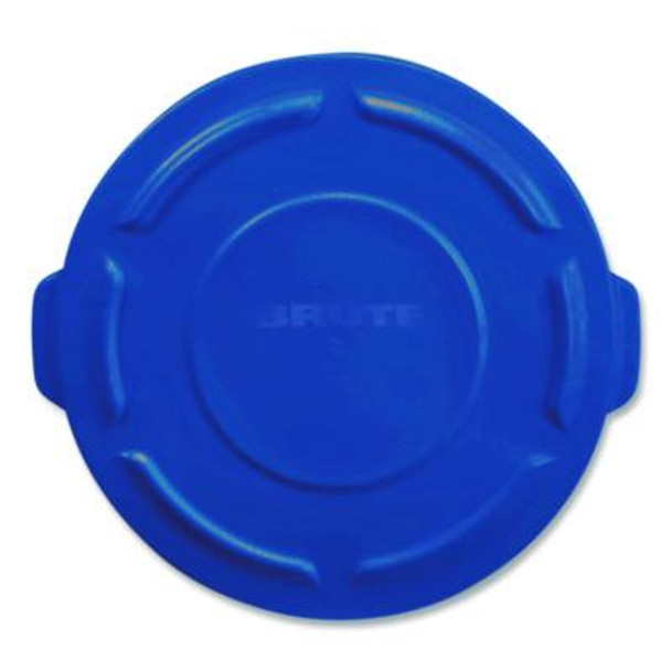 Brute Self-Draining Flat Top Lid For 55 Gal Round Brute Containers, 26.75" Diameter, Blue, 3/Carton