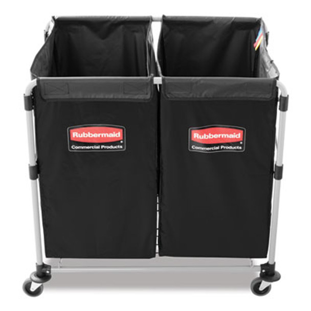 4 Bushel Collapsible X-Cart Bag For Rubbermaid Commercial 1881749 And 1881781, 5 Cu Ft, 22.08" x 15.33" x 27.33", Black, 2/Ct