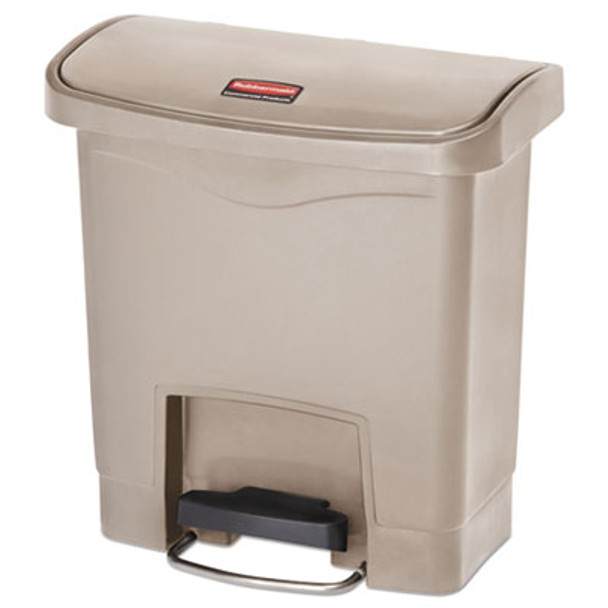 Streamline Resin Step-On Container, End Step Style, 4 Gal, Resin, Beige