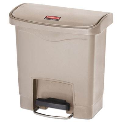 Streamline Resin Step-On Container, End Step Style, 4 Gal, Resin, Beige