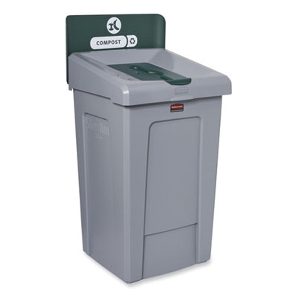 Slim Jim Recycling Station 1-Stream, Compost Collection Station, 33 Gal, Resin, Gray