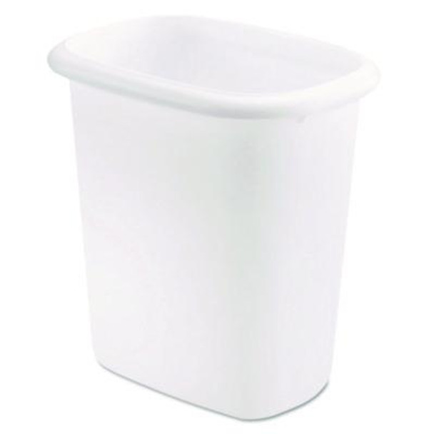 Open-Top Wastebasket, 6 Qt, Plastic, White, 6/Carton