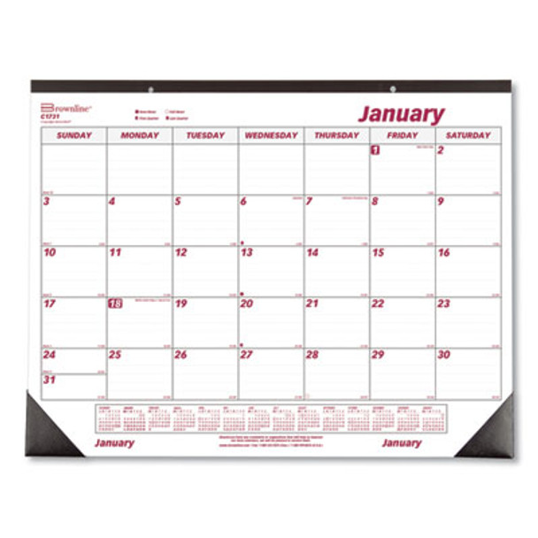 Monthly Desk Pad Calendar, 22 x 17, White/Burgundy Sheets, Black Binding, Black Corners, 12-Month (Jan To Dec): 2026