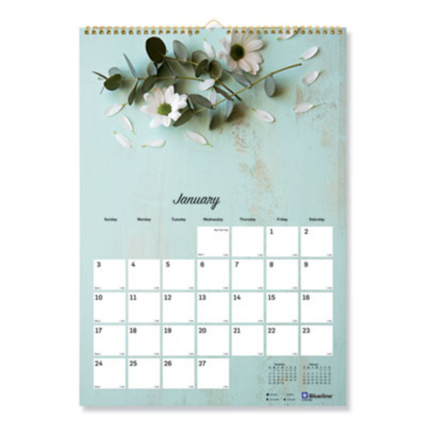 Romantic Wall Calendar, Floral Photography, 12 x 17, White/Multicolor Sheets, 12-Month (Jan To Dec): 2026
