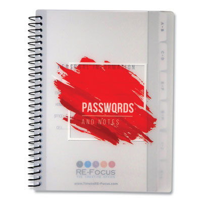 Pocket-Size Password Keeper Log Book, User-Name/Password Format, White/Red Cover, (60) 7 x 5.5 Sheets