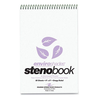 Enviroshades Steno Notepad, White Cover, Gregg Rule, (80) Orchid 6 x 9 Sheets, 4/Pack