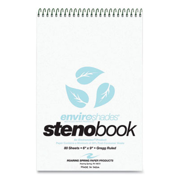 Enviroshades Steno Notepad, White Cover, Gregg Rule, (80) Blue 6 x 9 Sheets, 4/Pack