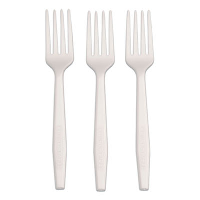 Cpla Cutlery, Heavyweight Fork, Plastic, White, 1,000/Carton