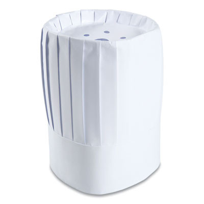 Pleated Chef's Hats, Paper, Adjustable, 10" Tall, One Size, White, 24/Carton