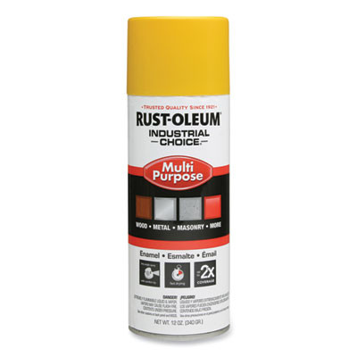 Industrial Choice 1600 System Multi-Purpose Enamel Spray Paint, Flat Safety Yellow, 12 Oz Aerosol Can, 6/Carton