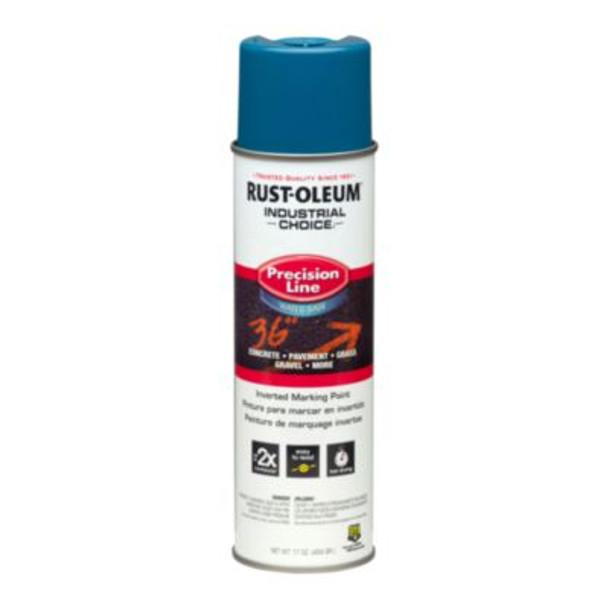 Industrial Choice M1800 System Water-Based Precision Line Marking Paint, Flat Apwa Caution Blue, 17 Oz Aerosol Can, 12/Carton