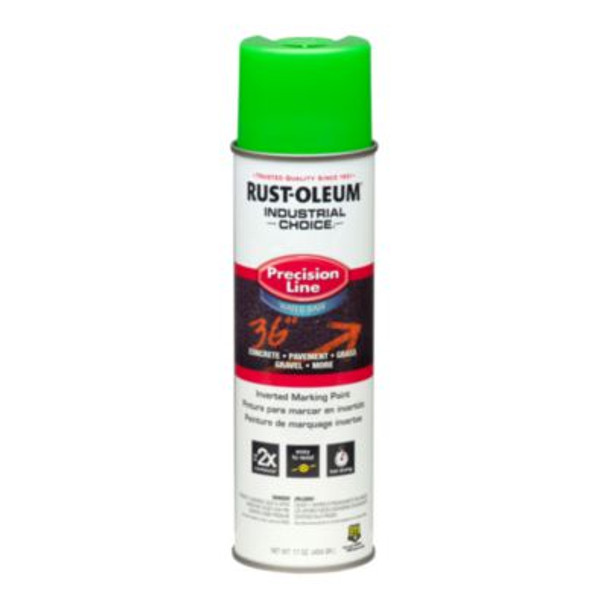 Industrial Choice Precision Line Marking Paint, Fluorescent Green, 17 Oz Aerosol Can, 12/Carton