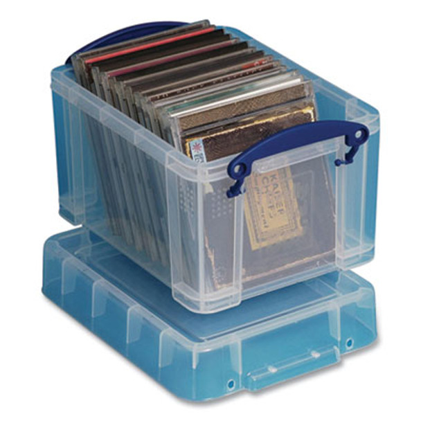 Snap-Lid Storage Bin, 0.79 Gal, 7.06" X 9.62" X 6.25", Clear/Blue