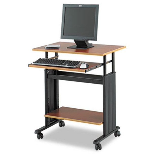 Muv 28" Adjustable-Height Desk, 29.5" X 22" X 29" To 34", Cherry/Black