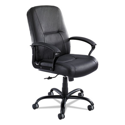 Serenity Big/Tall High Back Leather Chair, Supports Up To 500 Lb, 19.5" To 22.5" Seat Height, Black