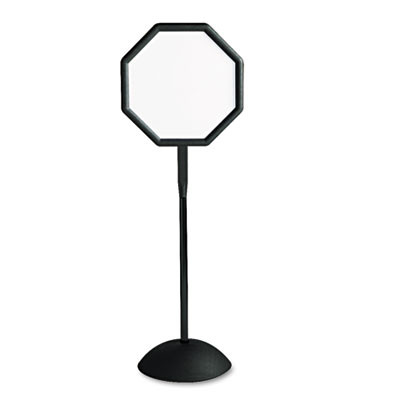 Writeway Two-Sided Dry Erase Standing Message Sign, White 18" x 18" Octagon Surface, Black Frame, 18" x 18" x 65"
