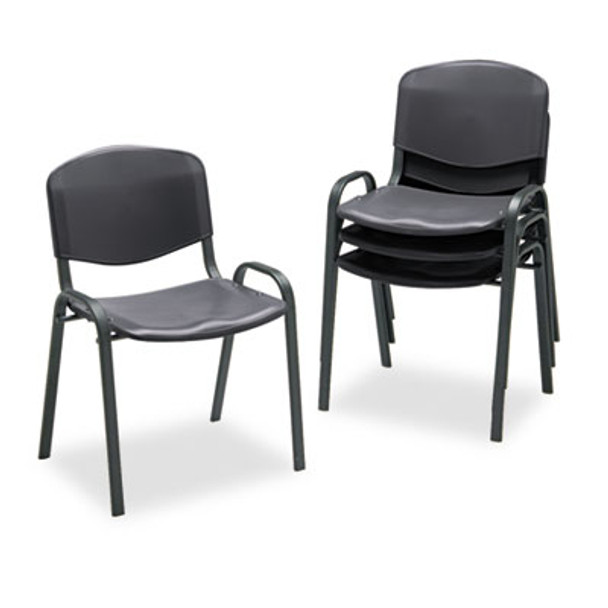 Stacking Chair, Supports Up To 250 Lb, 18" Seat Height, Black Seat, Black Back, Black Base, 4/Carton