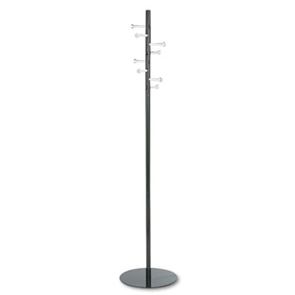 Spiral Nail Head Coat Rack, Eight Nail-Head Hooks, 15w x 15d x 67h, Black/Silver