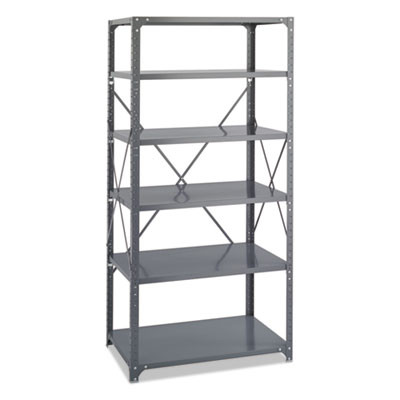 Commercial Steel Shelving Unit, Six-Shelf, 36w X 24d X 75h, Dark Gray