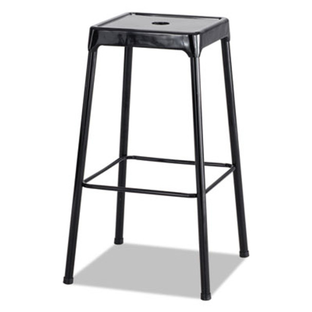 Bar-Height Steel Stool, Backless, Supports Up To 250 Lb, 29" Seat Height, Black