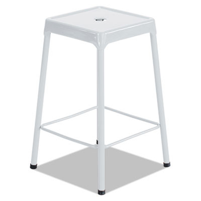 Bar-Height Steel Stool, Backless, Supports Up To 250 Lb, 29" Seat Height, White