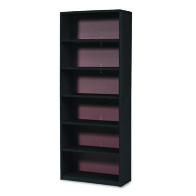 Value Mate Series Metal Bookcase, Six-Shelf, 31.75w x 13.5d x 80h, Black