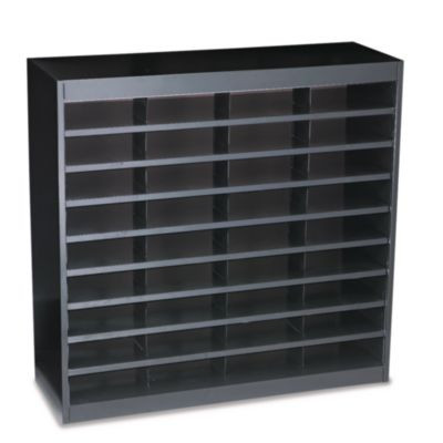 Steel/Fiberboard E-Z Stor Sorter, 36 Compartments, 37.5 x 12.75 x 36.5, Black