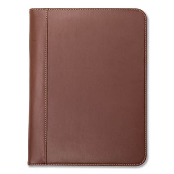 Contrast Stitch Leather Padfolio, 8 1/2 X 11, Leather, Tan