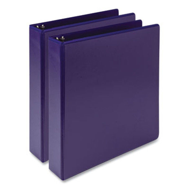 Earth's Choice Plant-Based Economy Round Ring View Binders, 3 Rings, 1.5" Capacity, 11 x 8.5, Purple, 2/Pack